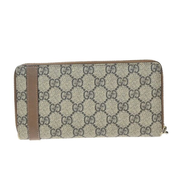 GUCCI Logo Niece GG Pattern Zip Around Long Wallet Supreme Leather Brown 69EF795 - Picture 3 of 16